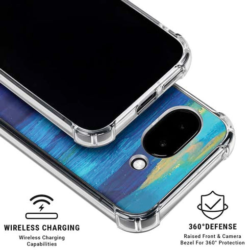 Ocean Blue Brush Stroke by Etta Vee Google Pixel 9a Clear Case